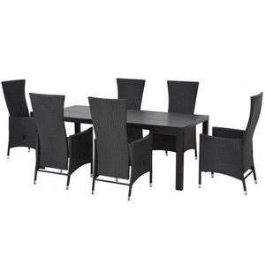 Set mobilier exterior masa aluminiu WPC si 6 scaune cu spatar reglabil ENCORE negru cu gri imagine