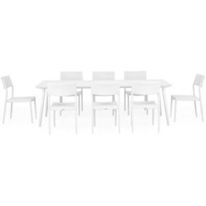 Set mobilier gradina 8 scaune si masa ALBACETE SORIA L 240 x l 100 x H 75 alb imagine