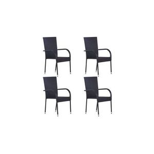 Set 4 scaune poliratan, negru imagine