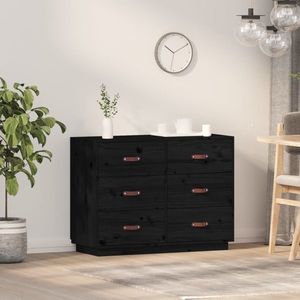 vidaXL Servantă, negru, 100x40x75 cm, lemn masiv de pin imagine