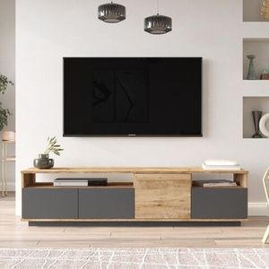 Comoda TV FR5 - AA, Locelso, 180x44.5x44.6 cm, natural/antracit imagine