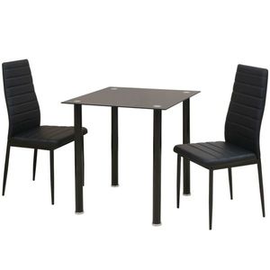 vidaXL Set masă și scaune de bucătărie, negru, 3 piese imagine