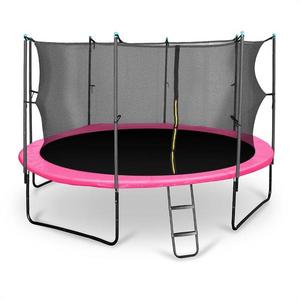 KLARFIT Rocketgirl 430, 430 cm trambulină, plasă internă de securitate, scară largă, roz imagine