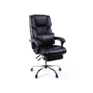 Scaun de birou directorial, reglabil, suport pentru picioare, perna lombara, piele ecologica, Negru imagine