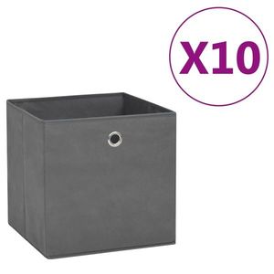 vidaXL Cutii depozitare, 10 buc., gri, 28x28x28 cm, material nețesut imagine
