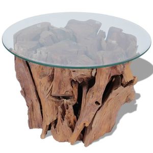 vidaXL Măsuță de cafea, 60 cm, lemn masiv de tec erodat imagine