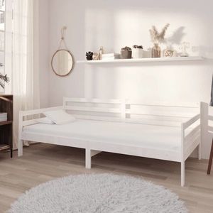 vidaXL Pat de zi cu saltea, alb, 90x200 cm, lemn masiv de pin imagine