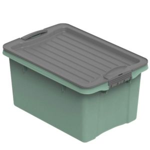 Cutie depozitare plastic verde cu capac negru Rotho Compact 4.5L imagine