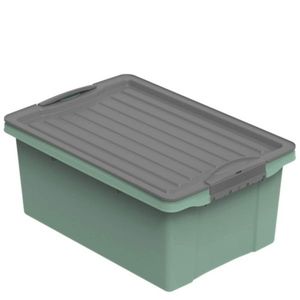 Cutie depozitare plastic verde cu capac negru Rotho Compact 13L imagine