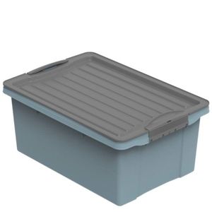 Cutie depozitare plastic albastra cu capac negru Rotho Compact 13L imagine