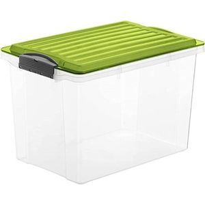 Cutie depozitare plastic transparenta cu capac verde Rotho Compact 19L imagine
