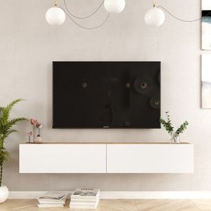 Comoda TV FR8 - AW, Locelso, 180x31.6x29.6 cm, natural/alb imagine