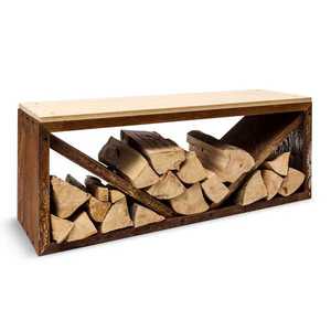 Blumfeldt Kindlewood L Rust, suport pentru lemne, bancă, 104 x 40 x 35 cm, bambus, zinc imagine