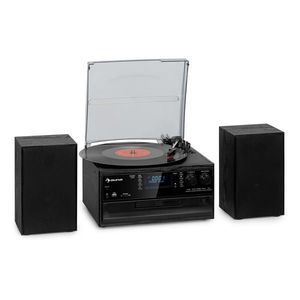 Auna Oakland DAB Plus, sistem stereo retro, DAB+/FM, funcție BT, vinil, CD player, casetofon, inclusiv și difuzoare imagine