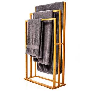 Blumfeldt Suport pentru prosoape, 3 tije pentru prosoape din metal, 55 x 100 x 24 cm, design scări, bambus imagine