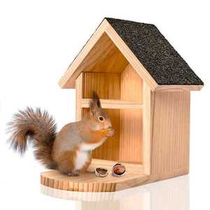 Blumfeldt Alimentator pentru veverițe, acoperiș ascuțit, lemn de pin, vopsea asfaltică, netratată imagine