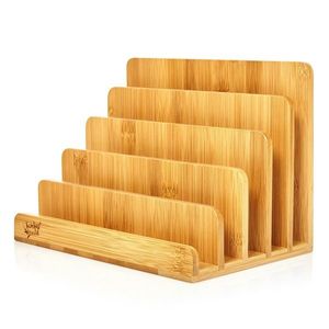 Blumfeldt Suport pentru scrisori cu 5 compartimente, A4, 25 x 17, 5 x 16 cm, vertical sau orizontal, bambus imagine