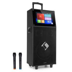 Auna KTV M, sistem karaoke, ecran tactil de 12, 1", 2 microfoane UHF, WiFi, BT, USB, SD, HDMI, cărucior imagine