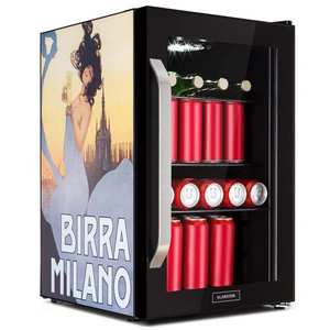 Klarstein Beersafe 70, Birra Milano Edition, frigider, 70 litri, 3 rafturi, ușă panoramică din sticlă, oțel inoxidabil imagine