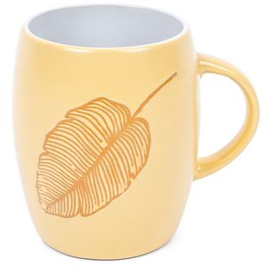 Cană ceramică cu decor Leaf, galben imagine