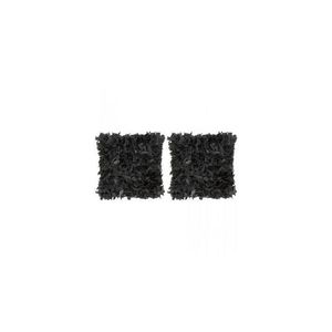 Pernute shaggy, 2 buc., negru, 45x45 cm, piele si bumbac imagine