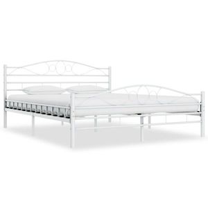 vidaXL Cadru de pat, alb, 160 x 200 cm, metal imagine