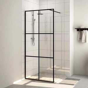 vidaXL Paravan de duș walk-in negru 90x195 cm sticlă ESG transparentă imagine