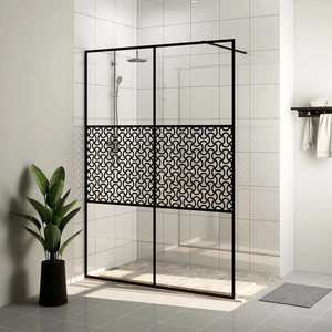 vidaXL Paravan de duș walk-in negru 140x195 cm sticlă ESG transparentă imagine