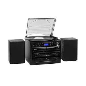 Auna 388-DAB+, sistem stereo, 20 W max., discuri, CD-uri, casete, BT, FM / DAB +, USB, negru imagine