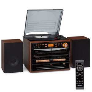 Auna 388-DAB+, sistem stereo, 20 W max., discuri de vinil, CD, casetă, BT, FM/DAB+, USB imagine