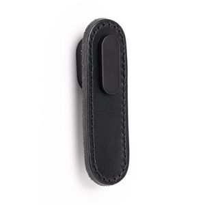 Maner, buton Oblong din piele neagra pentru mobilier, cu ornament finisaj negru mat, L 70 mm imagine