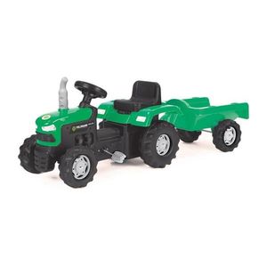 Tractor cu pedale și cărucior negru/verde imagine