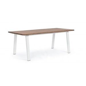Masa pentru gradina, Oslo, Bizzotto, 200x100x76 cm, lemn de salcam/otel, alb/natural imagine