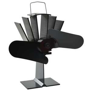 vidaXL Ventilator de sobă cu alimentare termică, 2 palete, negru imagine