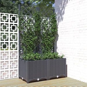 vidaXL Jardinieră de grădină cu spalier, gri închis, 80x40x136 cm, PP imagine