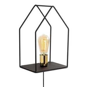 Lampa de perete Opviq Ev, 21x33 cm, E27, 100 W, negru/auriu imagine