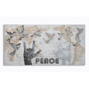 Tablou decorativ Peace, Mauro Ferretti, 60x120 cm, pictat manual, canvas/lemn de pin imagine