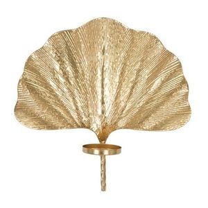 Suport de lumanare pentru perete Glam Leaf, Mauro Ferretti, 41x11.5x40 cm, fier, auriu imagine