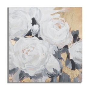 Tablou decorativ White Flowers - A, Mauro Ferretti, 90x90 cm, pictat manual, canvas/lemn de pin imagine