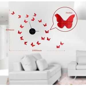 Sticker decorativ cu ceas Butterflies, Mauro Ferretti, 100x80 cm, plastic imagine