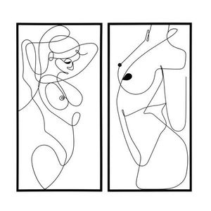 Set 2 tablouri 3D Body Simply, Mauro Ferretti, 50x100 cm, fier, negru imagine