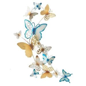 Decoratiune de perete Butterflies Light Blue, Mauro Ferretti, 59.5x111.5 cm, fier, multicolor imagine