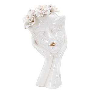 Vaza Woman Mask, Mauro Ferretti, 16.5x14x27.3 cm, portelan, alb/auriu imagine