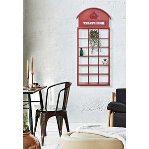 Raft de perete Telephone Box, Mauro Ferretti, 52x15x120 cm, fier, rosu imagine