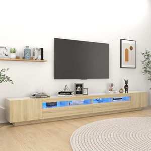 vidaXL Comodă TV cu lumini LED, stejar sonoma, 300x35x40 cm imagine