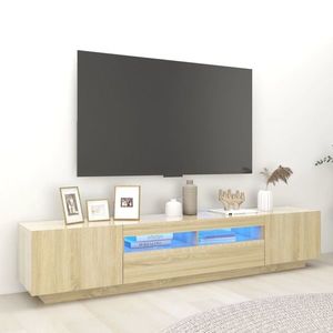 vidaXL Comodă TV cu lumini LED, stejar sonoma, 200x35x40 cm imagine