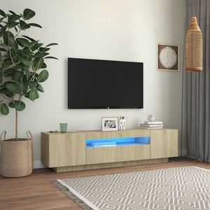 vidaXL Comodă TV cu lumini LED, stejar sonoma, 160x35x40 cm imagine