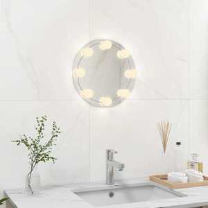 vidaXL Oglindă de perete cu lumini LED, fără ramă, sticlă, rotundă imagine