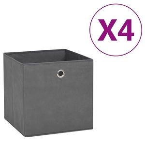 vidaXL Cutii de depozitare, 4 buc., gri, 28x28x28 cm, material nețesut imagine