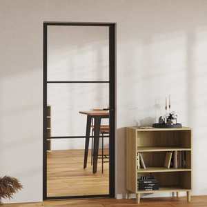 vidaXL Ușă de interior, negru, 83x201, 5 cm, sticlă ESG și aluminiu imagine
